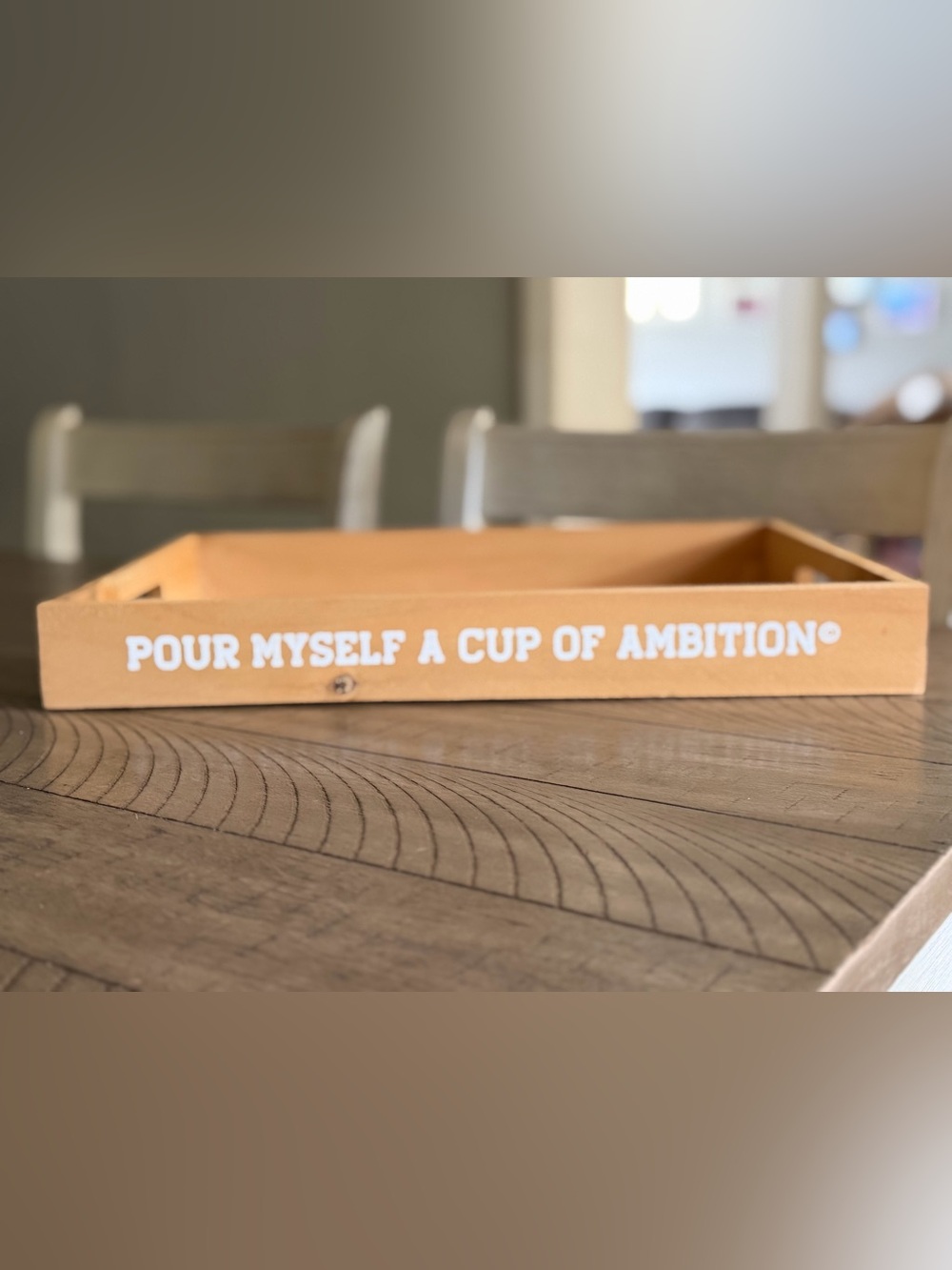 DOLLY PARTON Pour Myself a Cup of Ambition Wood Tray NWOT - Picture 4 of 5